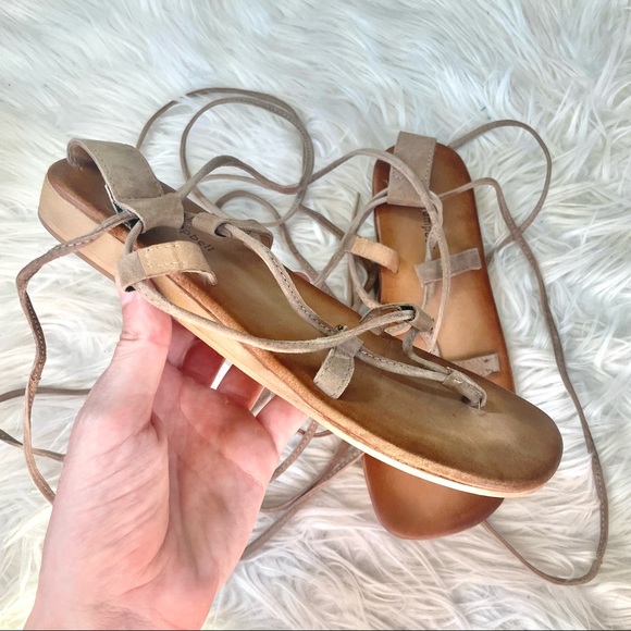 Jeffrey Campbell Lace Up Sandals Beige Size 9 Boho Suede Leather Summer - Picture 2 of 7